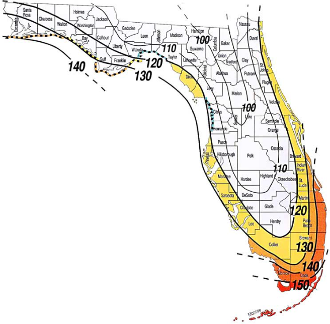 Florida Wind Zone Map Florida Map